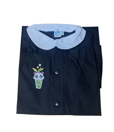 Grembiule bambina chiusura bottoni con disegno bibita Siggi