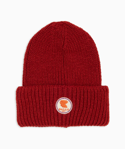 Berretto con risvolto unisex blu a coste tinta unita Gallo