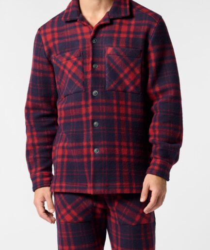 Camicia uomo con bottoni in pile con fantasia check Perofil