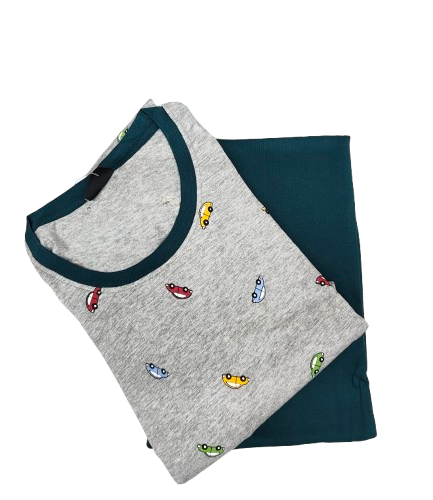 Pigiama uomo lungo girocollo in jersey fantasia auto Lovable