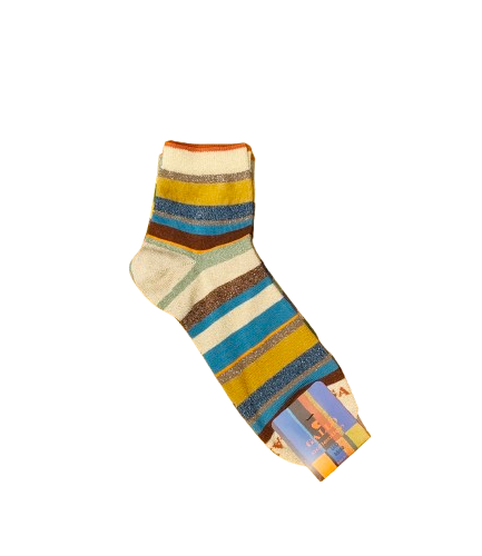 Calze cortissime donna cotone righe multicolor Gallo