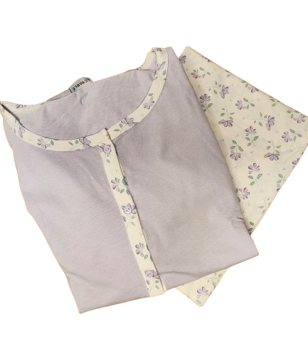 Pigiama lungo donna aperto in jersey color lilla fantasia fiori Lovable
