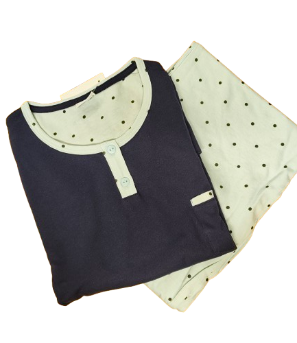 Pigiama lungo donna serafino in jersey blu notte Lovable