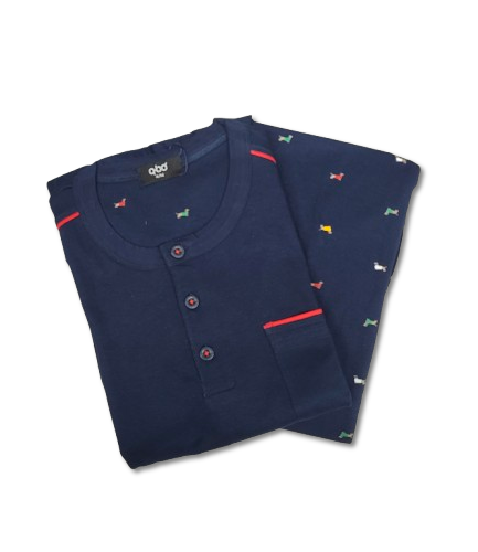 Pigiama lungo uomo in cotone fantasia bassotti Q.bo