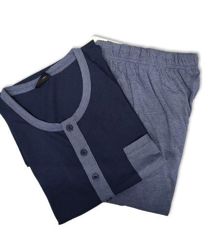 Pigiama corto uomo serafino in jersey blu notte Lovable