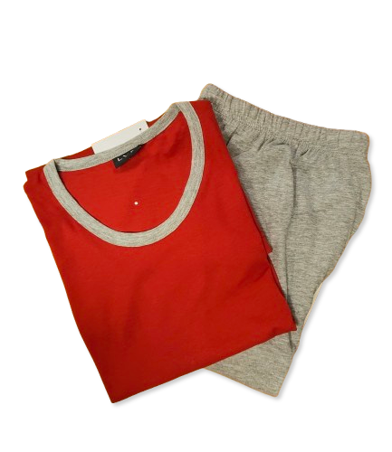 Pigiama corto girocollo in jersey rosso Lovable