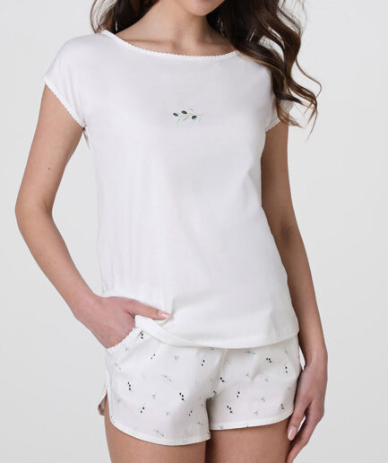 Pigiama donna corto girocollo in jersey e tela di viscosa Lovable