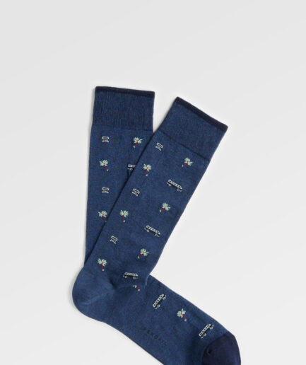 Calza corta uomoin filo di Scozia elasticizzato fantasia van Perofil