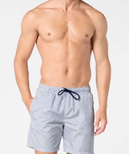 Boxer mare uomo in tessuto tecnico fantasia righe blu Perofil
